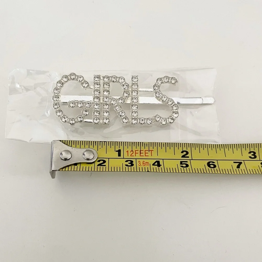 “GIRLS” Faux Diamond Studded Crystal Word Metal Hair Pin Hair Accessory